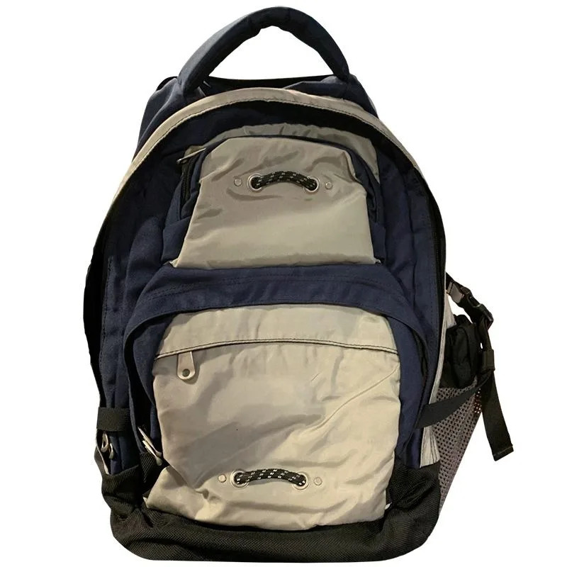 Fashion travel backpack high-capacity unisex Parchwork school bag womens Y2k blue nylon backpack mens backpack backpack 241111