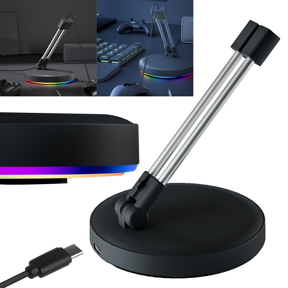 RGB Mouse Bungee Cable Holder Anti-Slip Feet Gaming Mouse Cable Management Cord Clip Fixer Holder Anti-winding for Esports Games