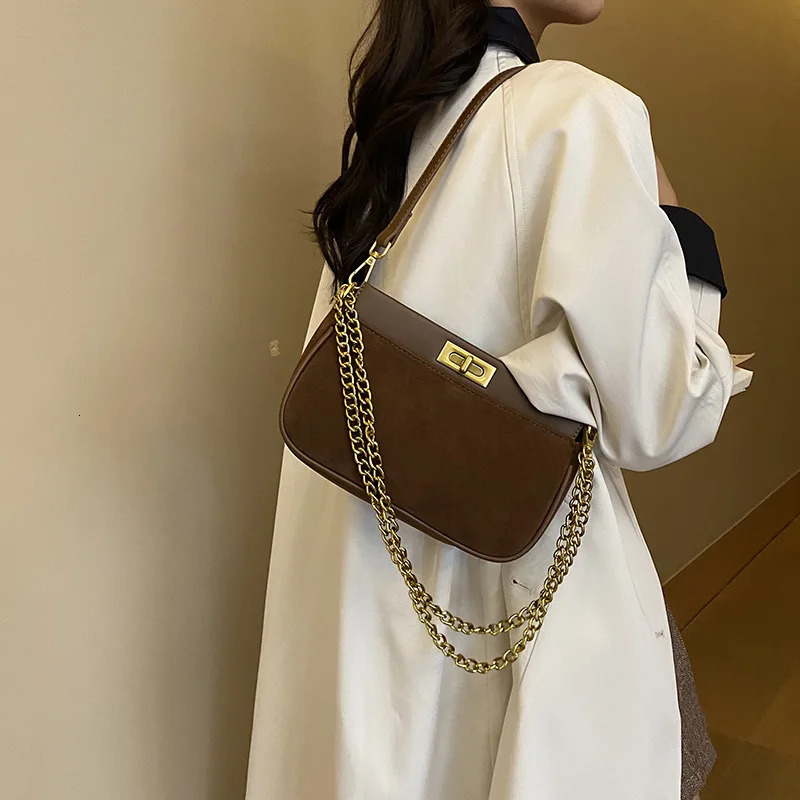 WomenS Bag Retro Suede Versatile Crossbody Single Shoulder Armpit Pouch Hand Bags 241111