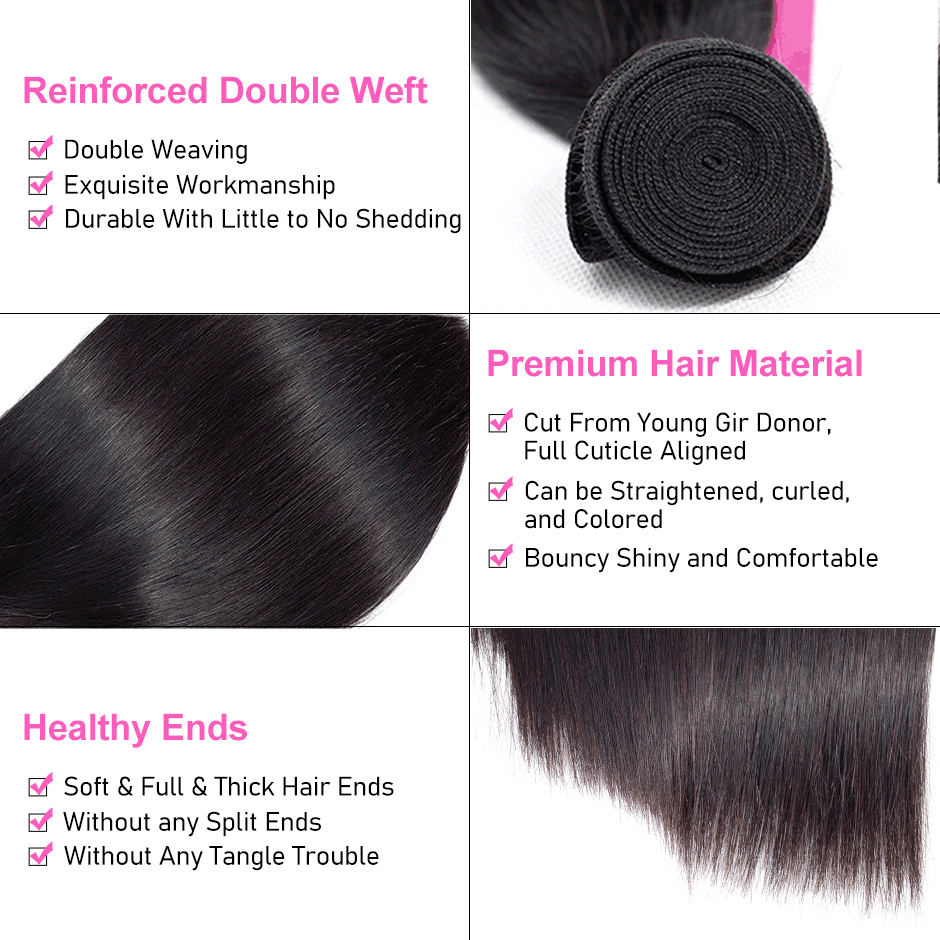 Brazilian Straight Hair Extensions Remy Hair Weave Bundles Nature Color 1/3/4 Bundles Thick Straight Human Hair Bundles 5743b