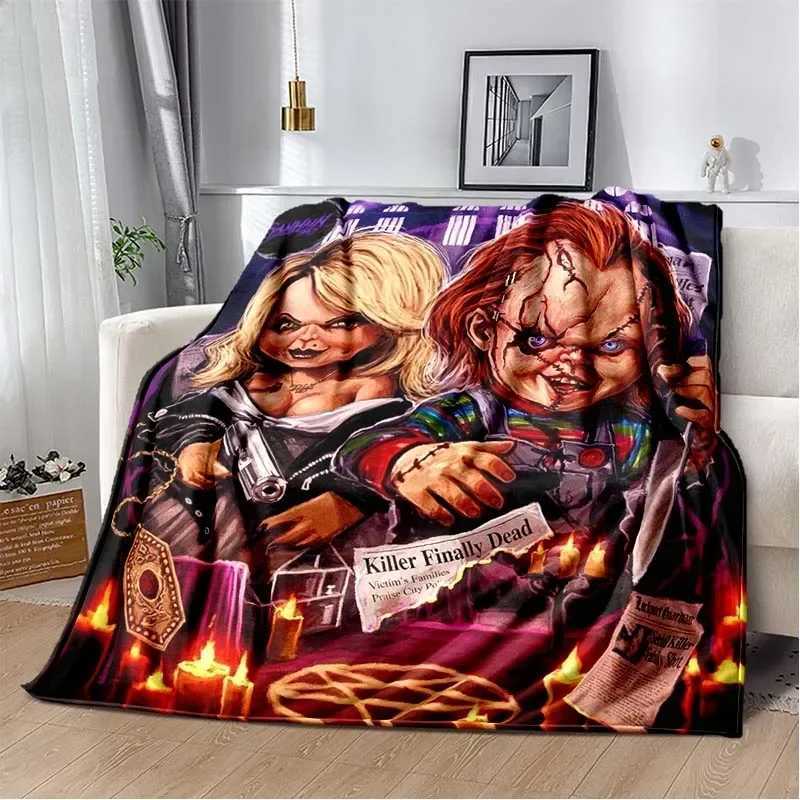 3D Horror Movie Character Chucky Saw Cartoon Area Blanket Fashion Soft Cozy Living room Bedroom Sofa Bed Travel BlanketXJ241210