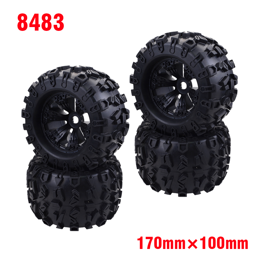 4pcs 1/8 RC Truck rubber Tires Wheels 8477/8483 for Traxxas Maxx Tmaxx E-Revo Revo 3.3 JLB Cheetah Monster HSP ZD