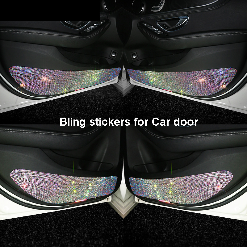 Bling Rhinestone Door Protective 3M Dia Stickers and Decals Body Anti-kick Scratch-resistant Car Interior Accessories