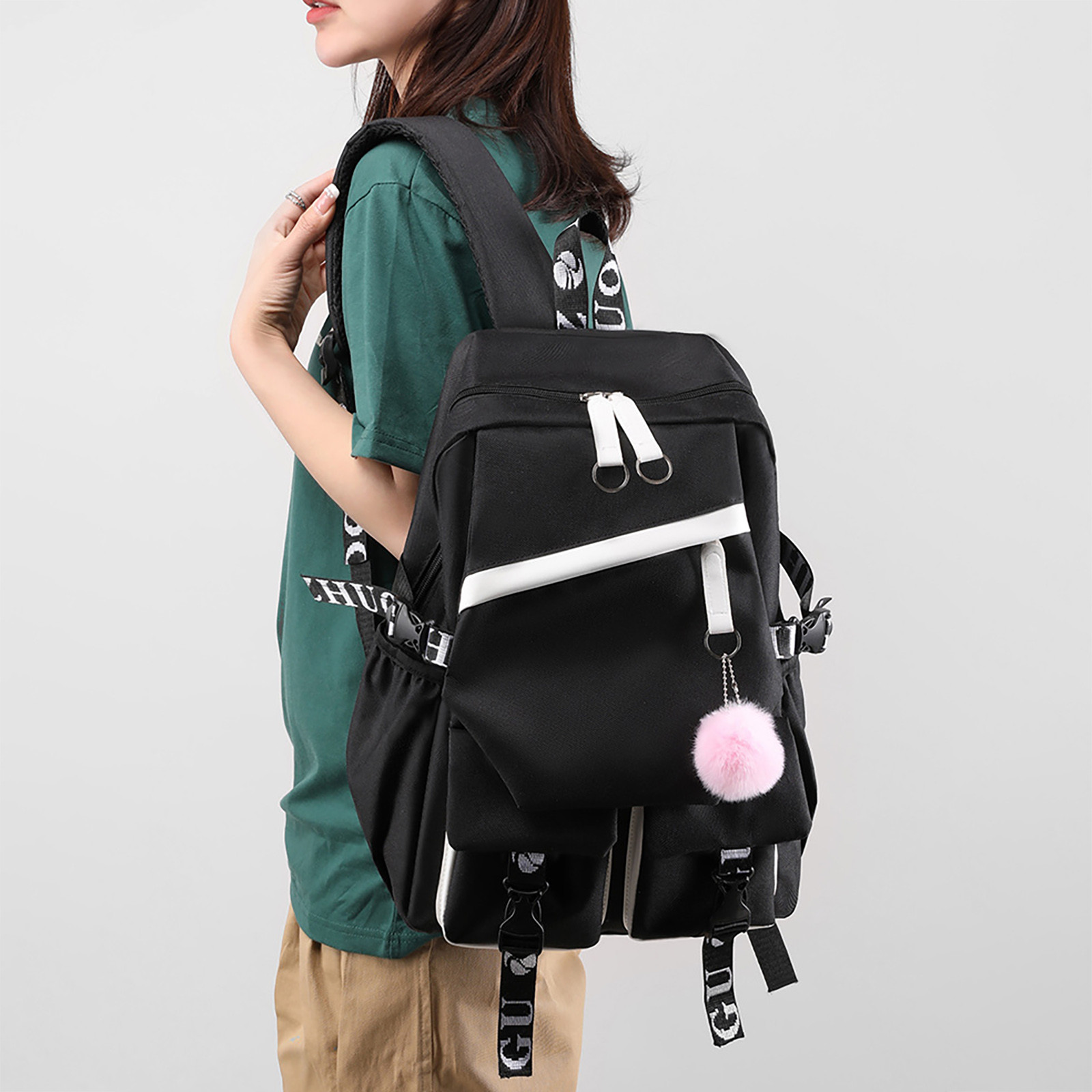 2023 Usb Charging Heat Transfer Printing Cloth Bag Shoulder Bag Large Capacity School Students Outdoor Backpack School Bags 6bf81
