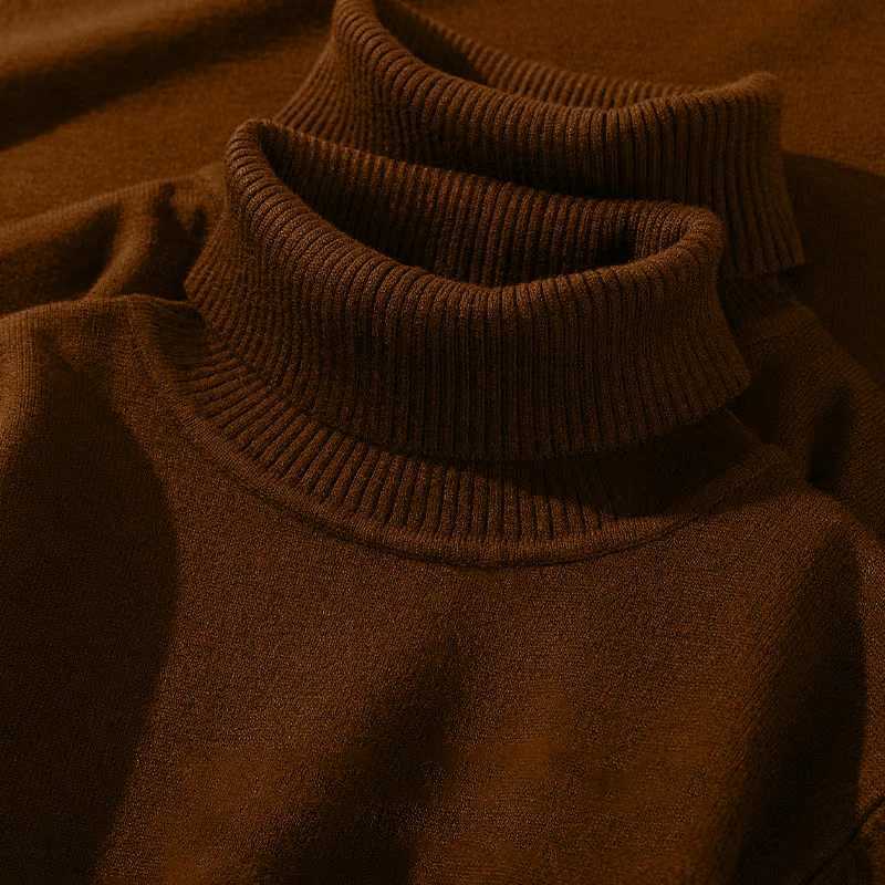 Mens Turtleneck Sweater Knitted Breathable Warm Rollneck Sweater Retro Floral Solid Color Jumper Slim Fit Sweater W2411111