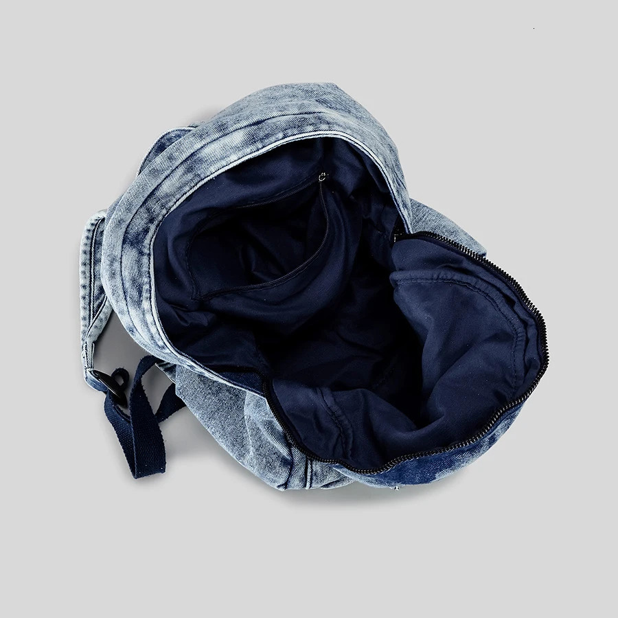 Retro washed denim womens backpack trend tie dye college backpack Y2K travel school backpack 241111