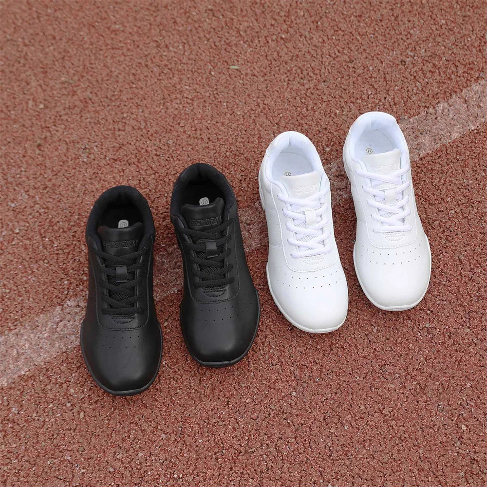 BAXINIER Girls White Dance Shoes Jazz Sneakers Youth Cheerleading Shoes Sports Training Tennis Childrens Athletic Aerobic Shoes 241111