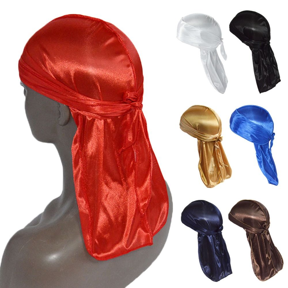 1pc Elastic Bandana Silk Durag Turban Hijab Pirate Hat for Men Women Hip-pop Head Scarf Chemo Cap Pre-Tied Headwrap