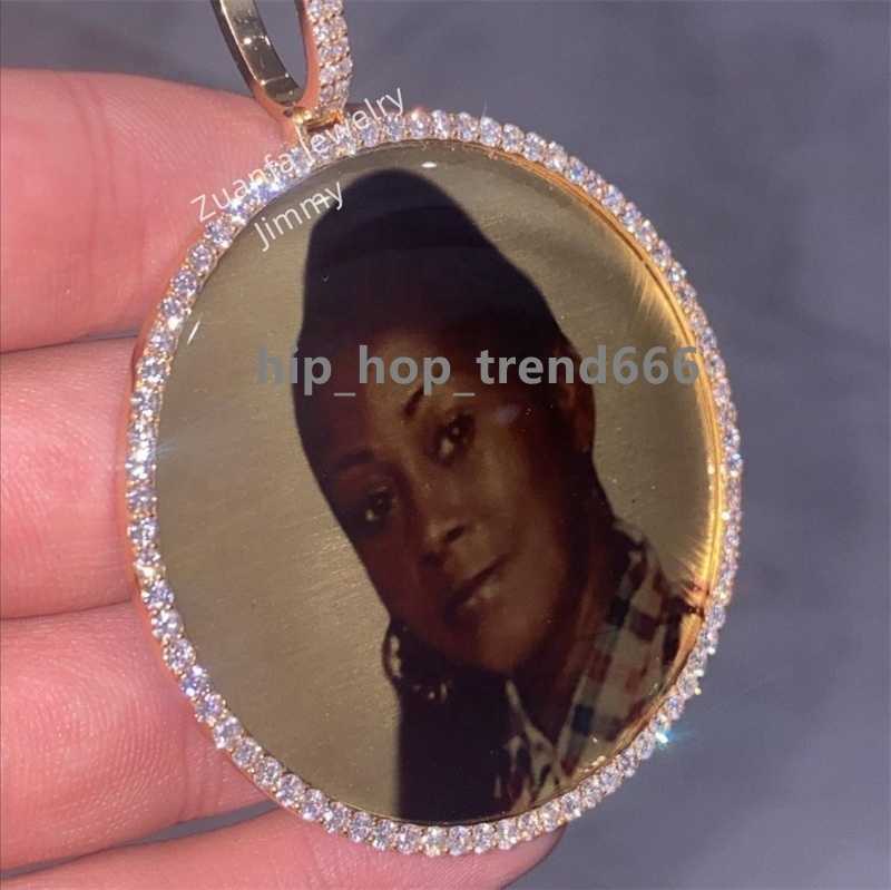 Custom Made Moissanite Sublimation Metal Gold Plated Family Pendent Picture Charm Necklace For PhotoCustom word photos
