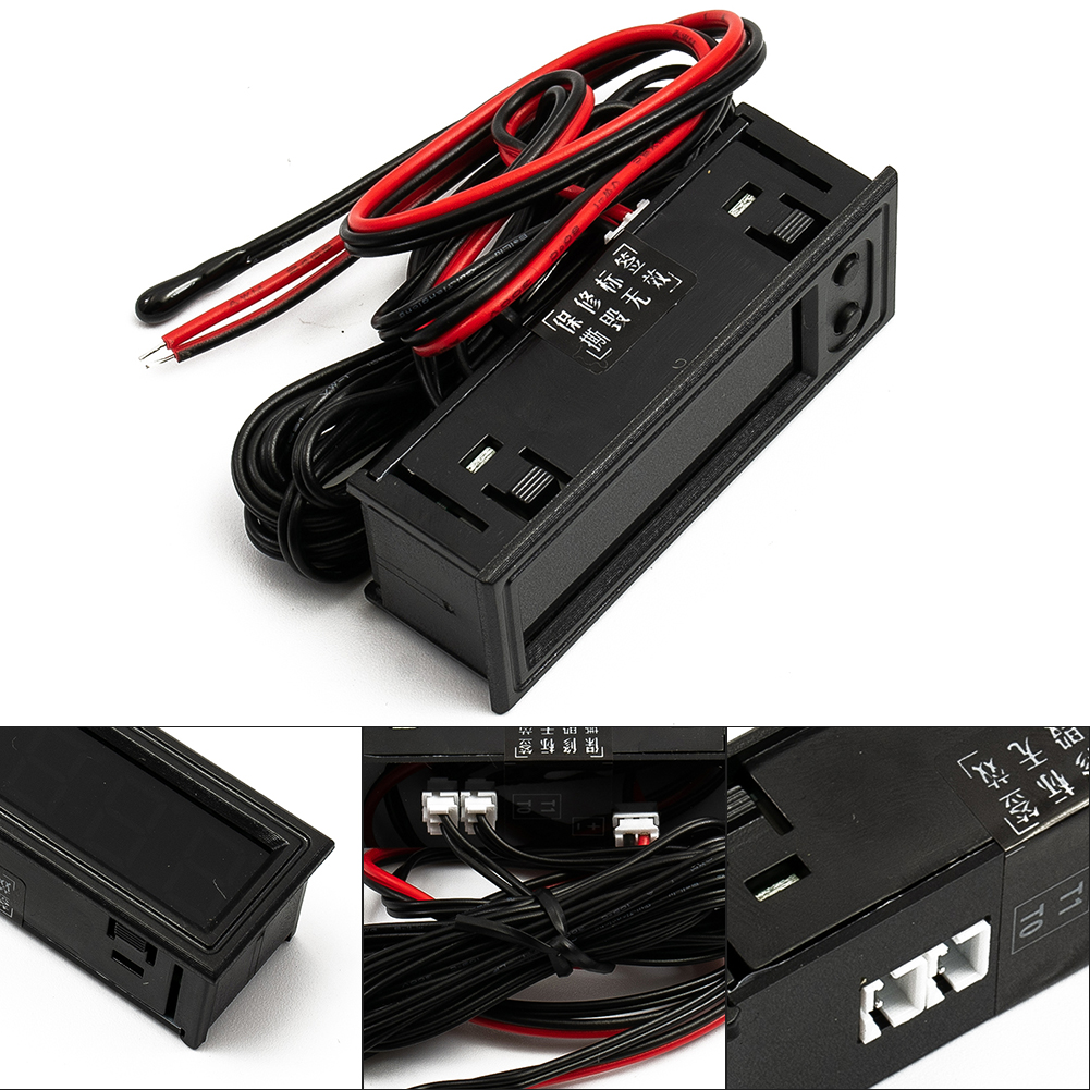 3in1 Vehicle Thermometer Clock LED Digital Voltmeter Panel Meter Red/Blue/Green 12V Car Electromobile Motorcycle