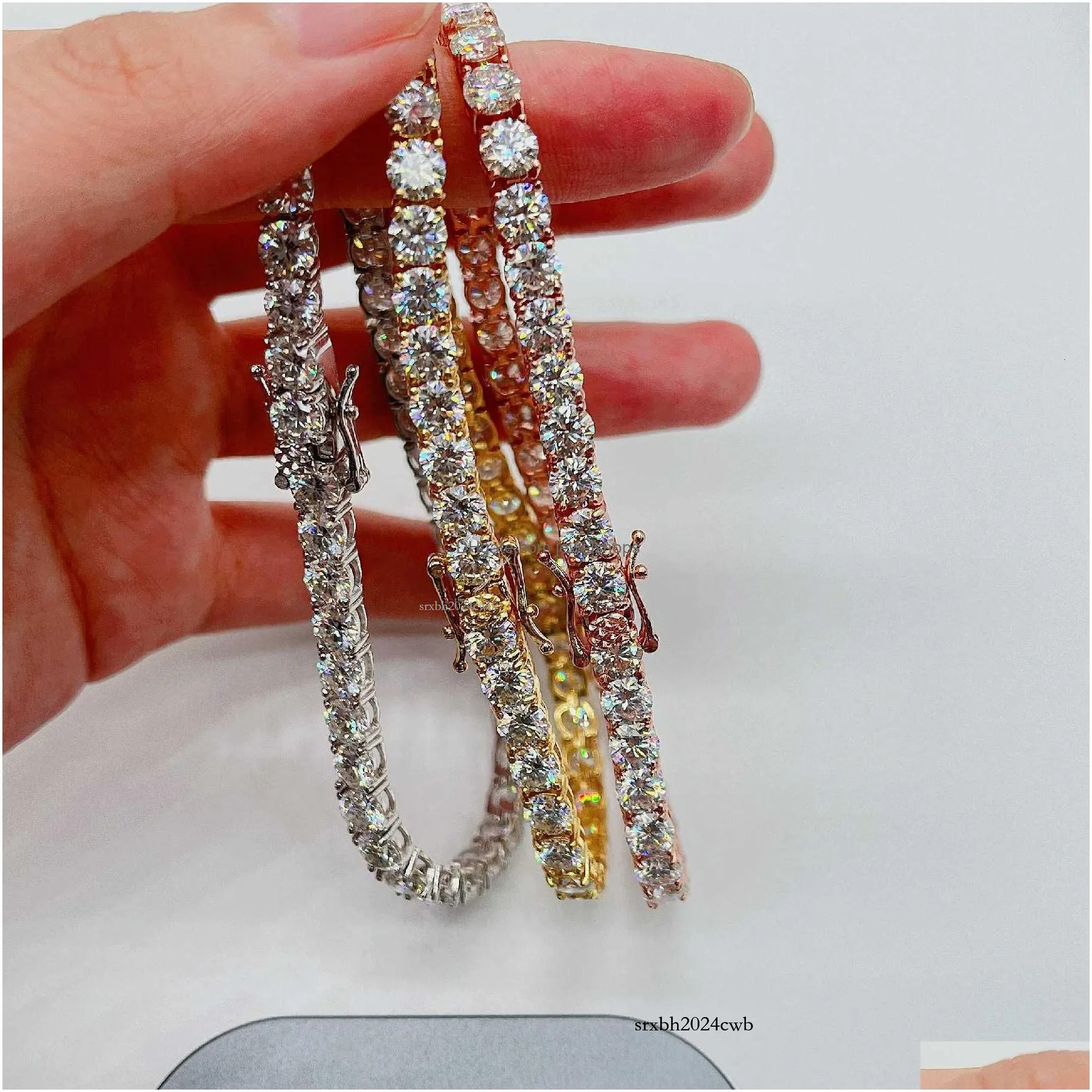 Pendant Necklaces Zuanfa Moissanite Jewelry Sterg Sier Pass Dia Tester 3/4/5Mm Vvs Tennis Bracelet Drop Delivery Pendants Dhmhi