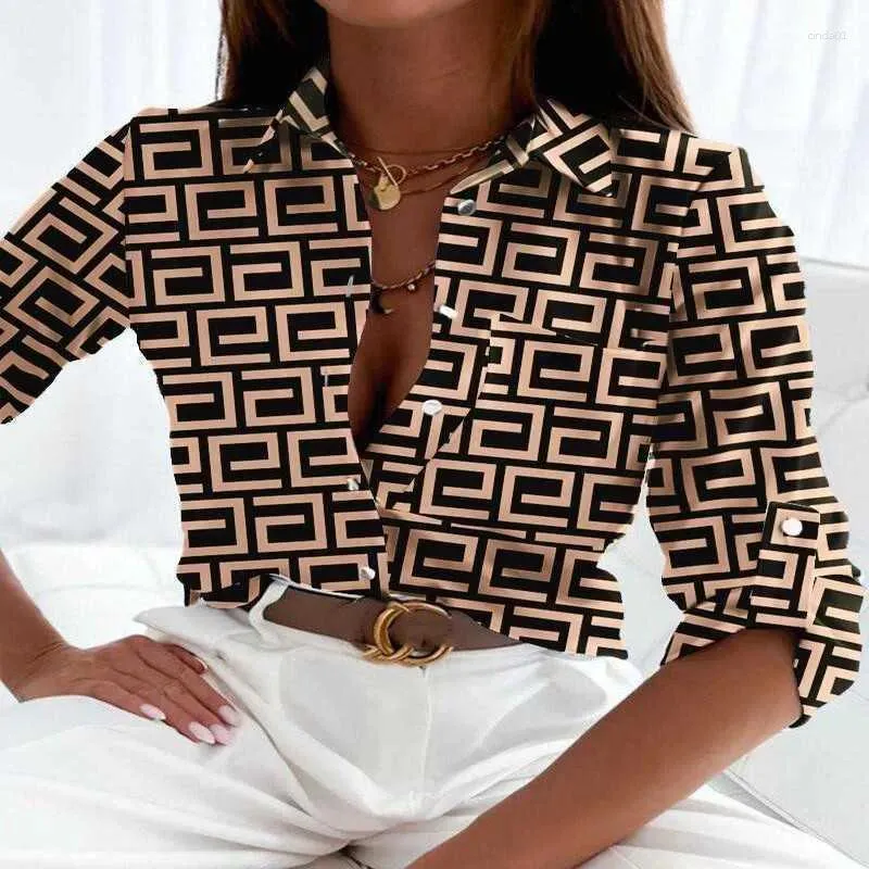 Simple Women's Blouses Designer Women Lapel Neck Shirt Spring Printed Blouse Floral Fashion Shirts Tops Long Sleeved