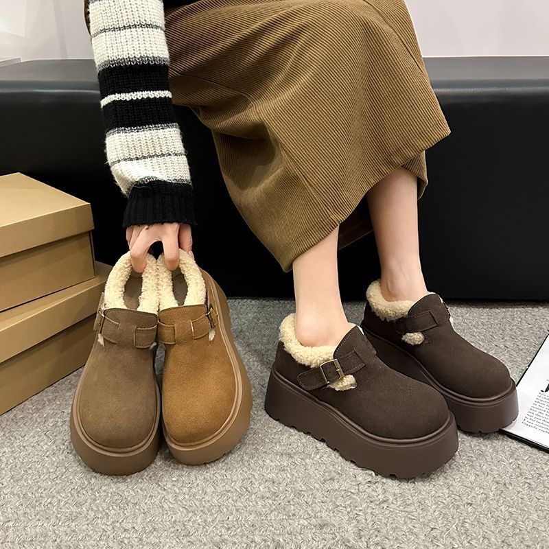 2024 Winter New Cotton Shoes with Velvet and Sponge Cake Thick Bottom for Increased Warmth, Women's Snow Boots