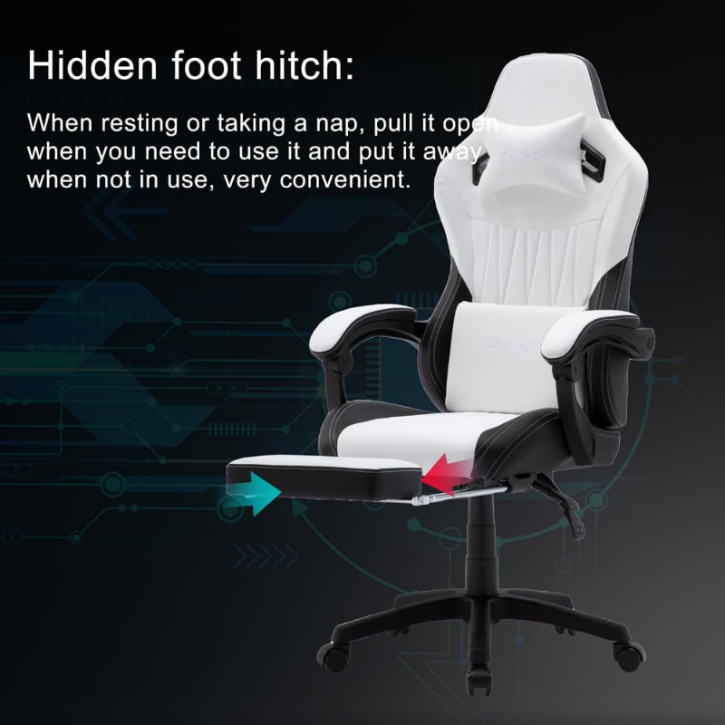 OHAHO Gaming Chair, Office High Back Computer Leather Desk Racing Executive Ergonomic Adjustable Swivel Task C