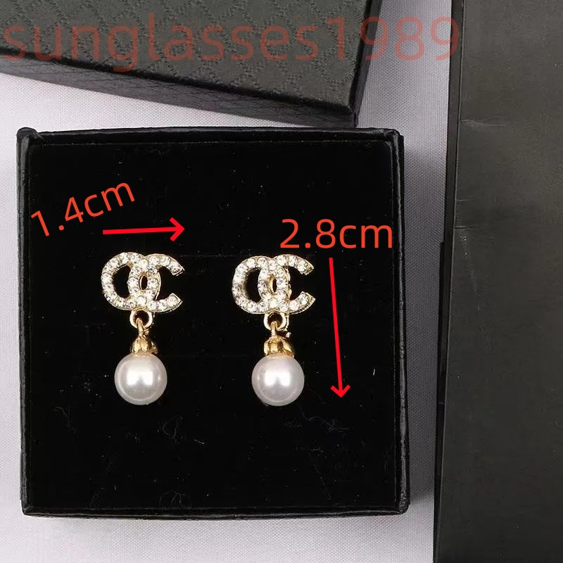 1Luxurious Letter Inspired Earrings with Diamond Crystals & Pearls - 18K Gold Plated Sterling Silver for Ladies