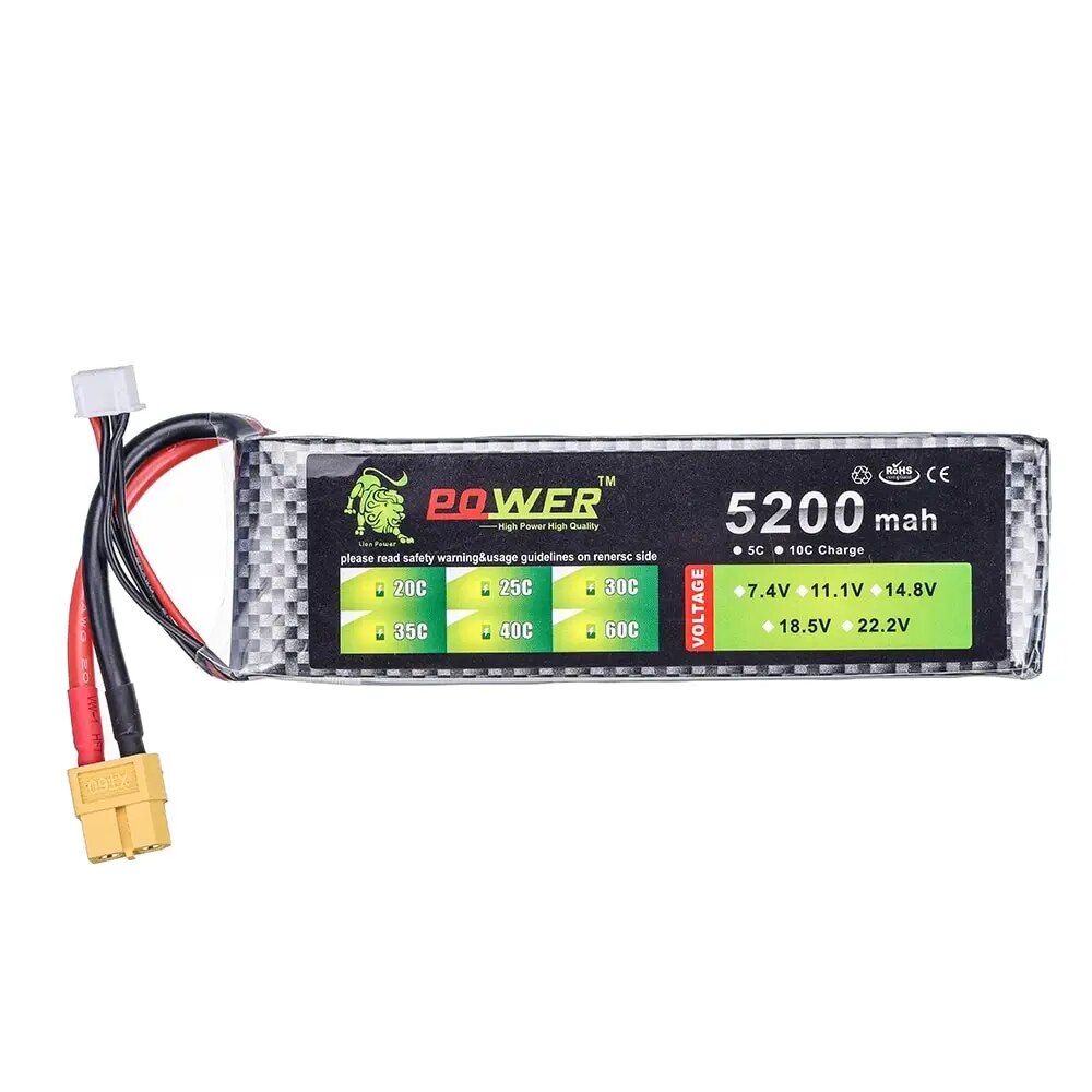 LION POWER 3S 11.1v 7.4v 2800mAh 4200mah 5200mah lipo battery xt60/T Plug For RC toy Car Airplane Helicopter Boat Spare Parts