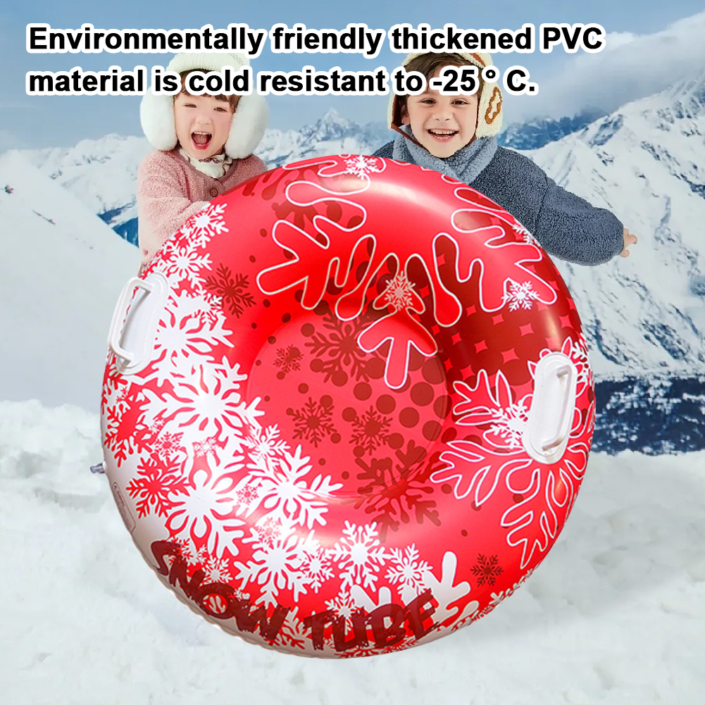 Inflatable Ski Snow Tubes with Handle Floated Skiing Board 80cm PVC Cold-Resistant for Winter Outdoor Sports