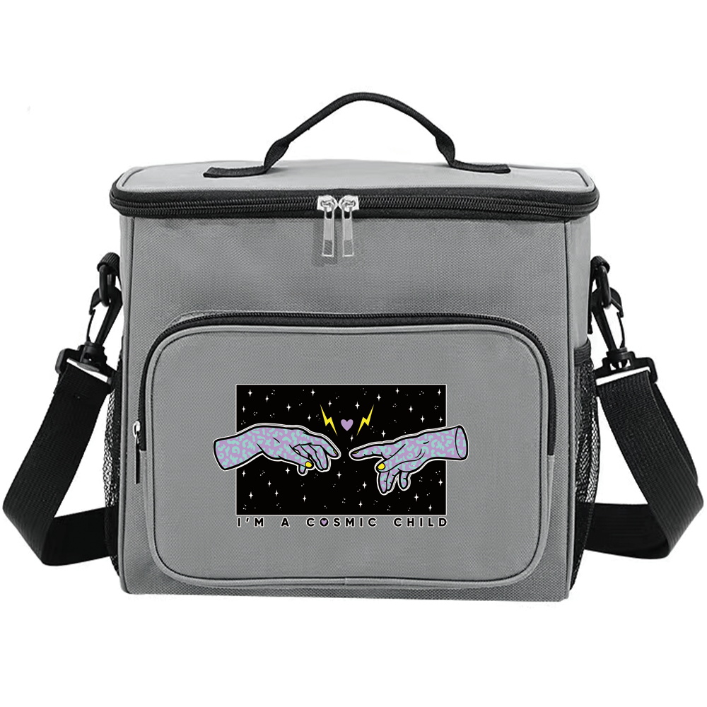 Bag Women ddmysmile In Lunch Grey Color For Adults Thermal Insulated And Hygiene-Friendly Dinner Box Original Ddmysmile Hand Printing In Stock Smile