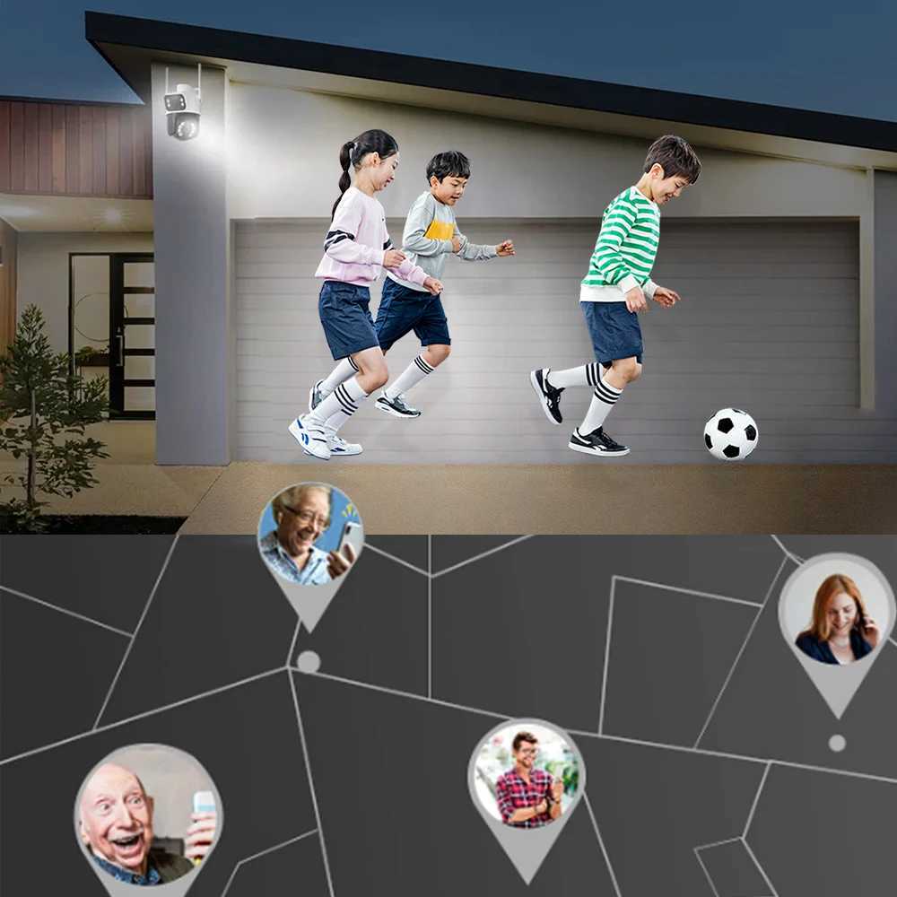 IP Cameras TUGARD Outdoor 4G WiFi Camera 2K 4MP Dual Lens PTZ Camera Auto Tracking Optical Zoom Tracking Two Way Audio Surveillance Cameras 240413