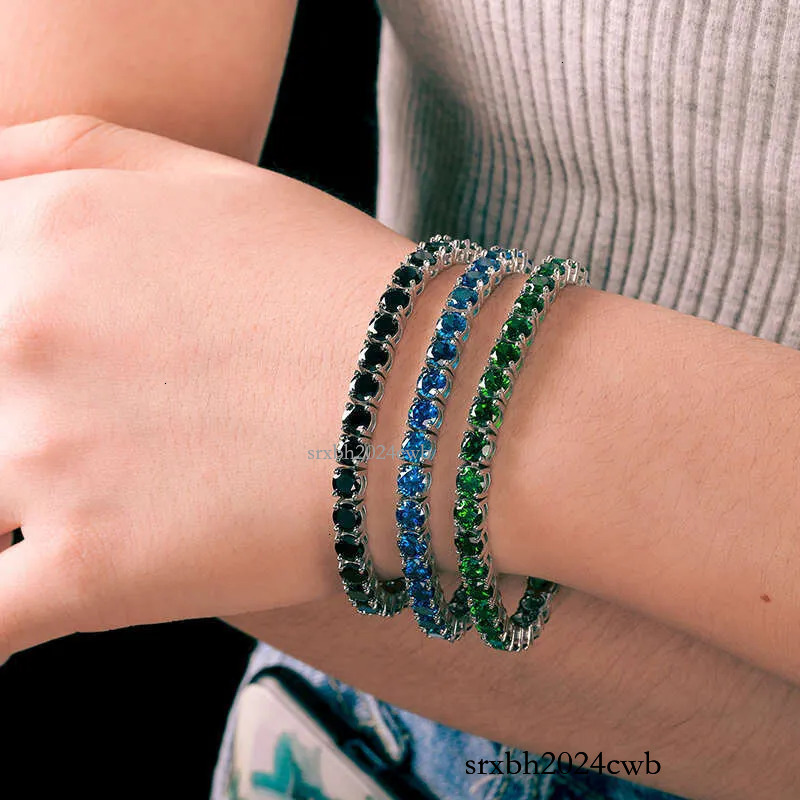 New Trend Fine Jewelry Iced Out Blue Green Colorful VVS Moissanite Dia Cluster Chain Tennis Necklace For Women Men