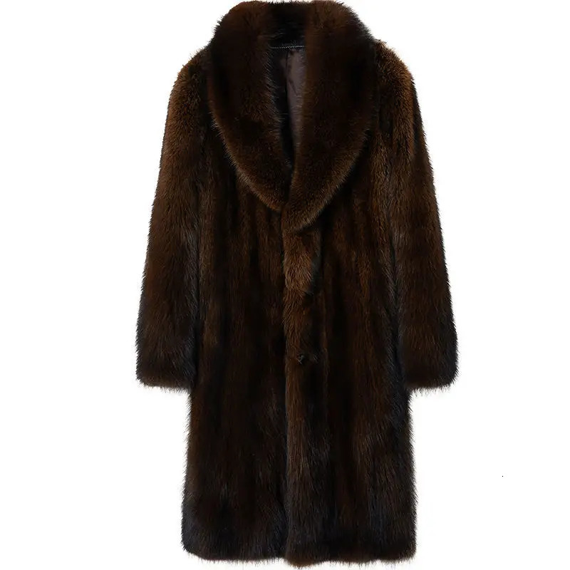 Mens long fur coat winter warm mink coat large fat jacket loose casual windproof machine 241112