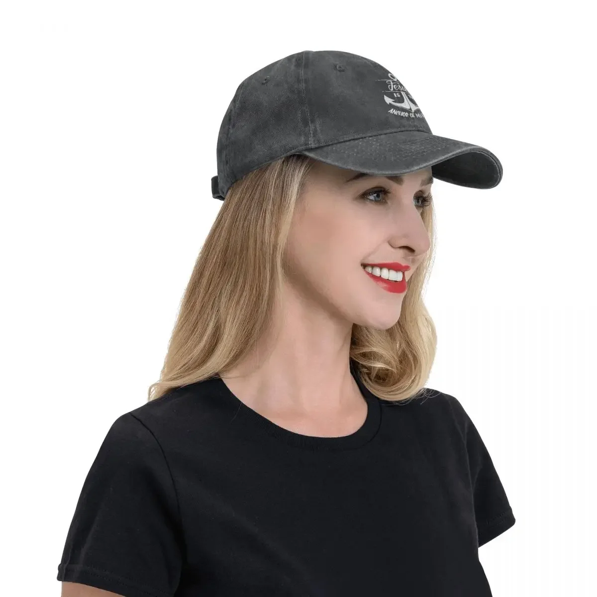For Autumn Men Women Spring Jesus Is The Anchor Of My Faith Christian Design Baseball Cap Baseball Hat Sports Denim Cap Hats smile