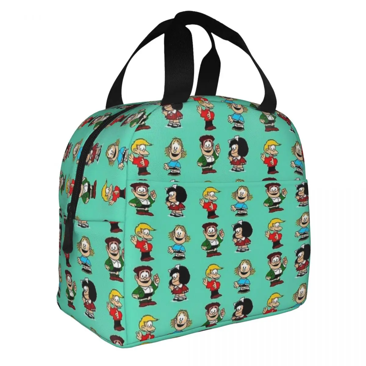 Mafalda Insulated Mug Gang Lunch Bag Portable Lunch Container Thermal Bag Tote Lunch Box Beach Travel Girl Boy smile