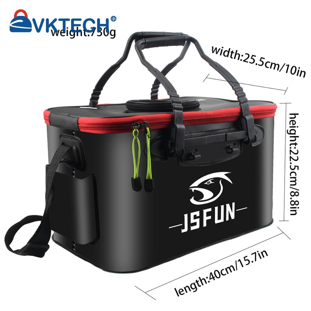 EVA Live Fish Box Carrying Handles Collapsible Fish Bait Bucket Breathable Net Top Cover Live Fish Container for Travel Camping