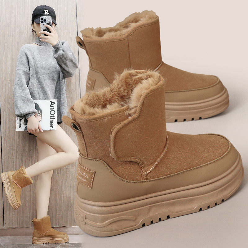 2025 New Designer Snow Fury Winter Women's Boots Thick Bottom Plush Shoes Martin Boots Men's Warm Short Boots