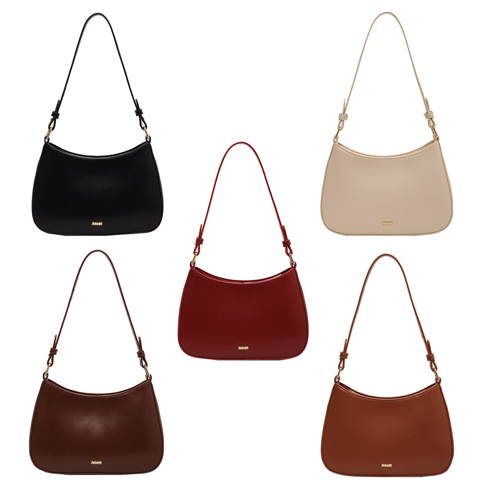 PU Leather Fashion Sling Bag Large Capacity Women Single Shoulder Bag Solid Color Vintage Simple Daily Bags