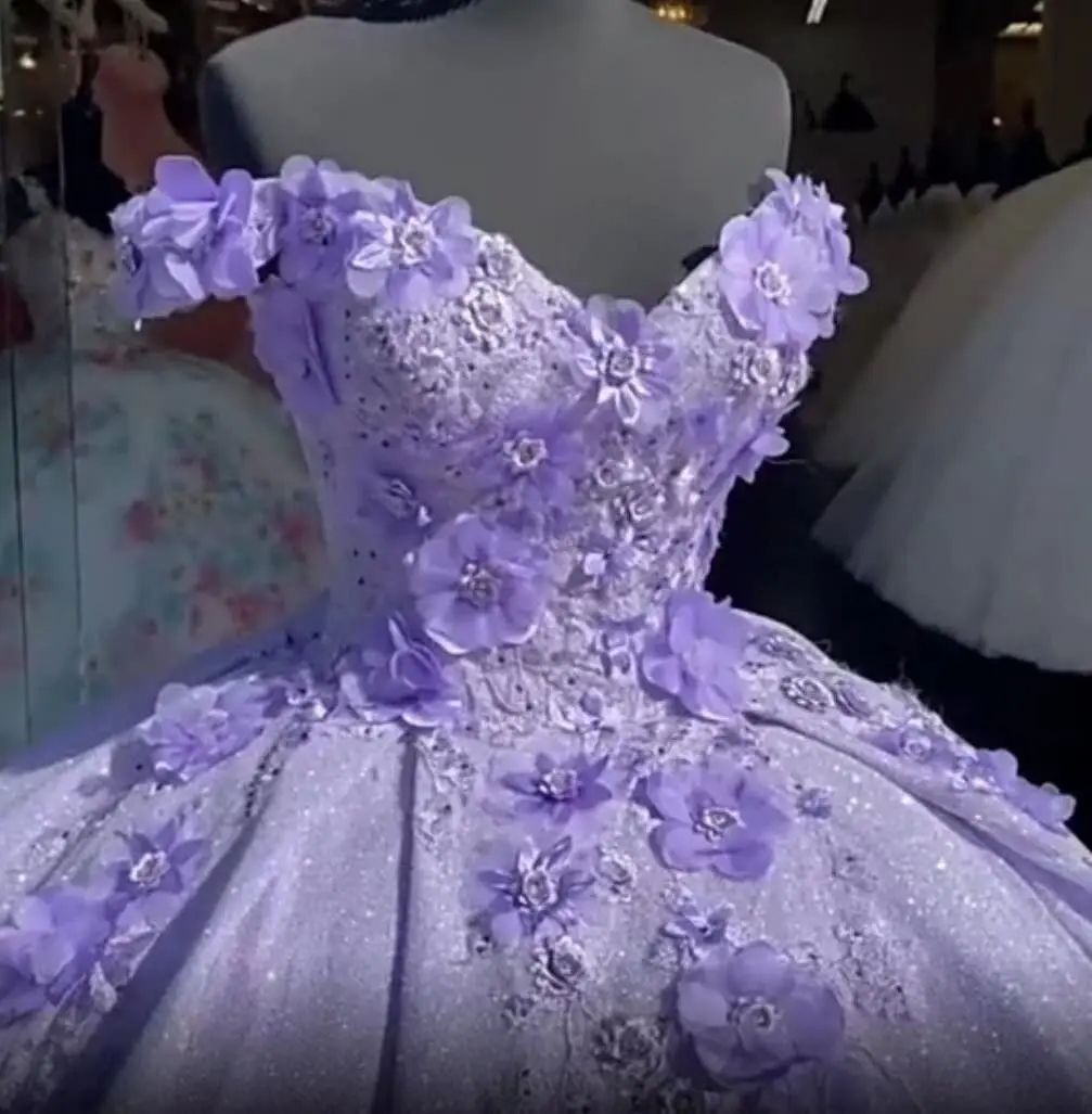 Quinceanera Dresses Glittering Off Shoulder Ball Gown with Appliques Sweet 16 Debutante Party Birthday Vestidos De 15 Anos