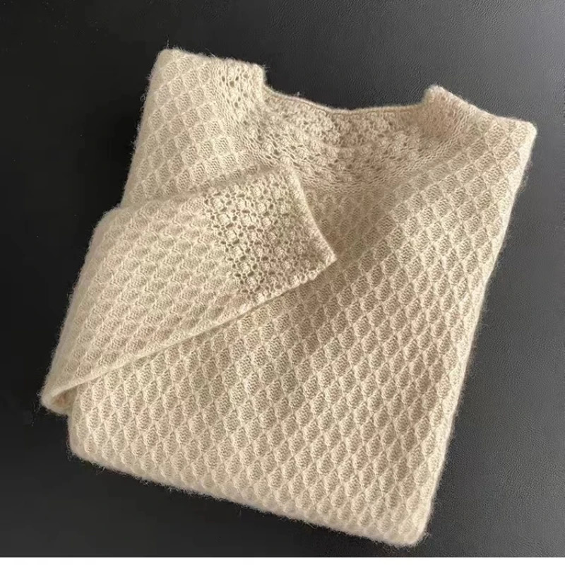 Womens 3D Three way Hollow Round Neck Jumping Rope Knitted Sweater with Wool and Cashmere Sweater Autumn Special Offer Fashion Top 241113