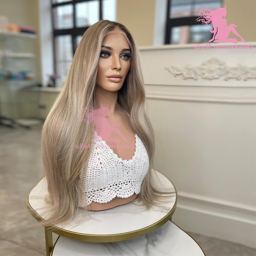 Human Wigs Highlight Hair Pre Plucked Ash Brown Blonde Colored 13X4 Lace Front ddmysmile Wig 13X6 Transparent Lace Frontal Wigs For Women Smile