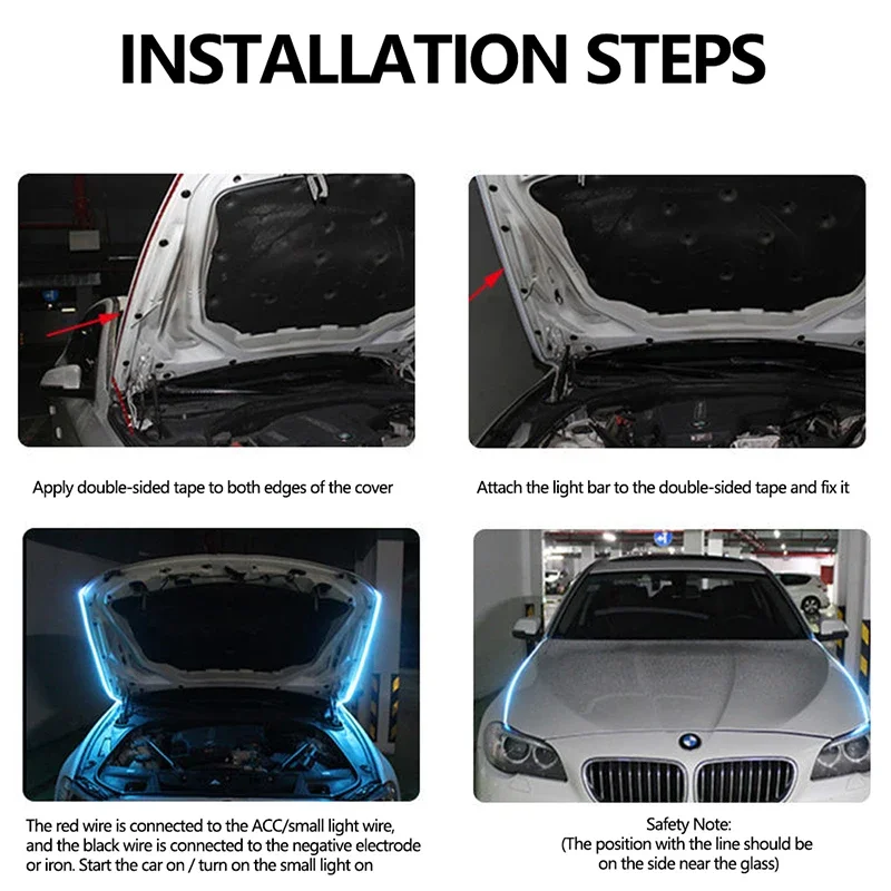 New 12V LED Car Hood Decorative Light Strip With Start Scan Meteor Dynamic Car Daytime Running Light DRL With Turn Signal Lamp