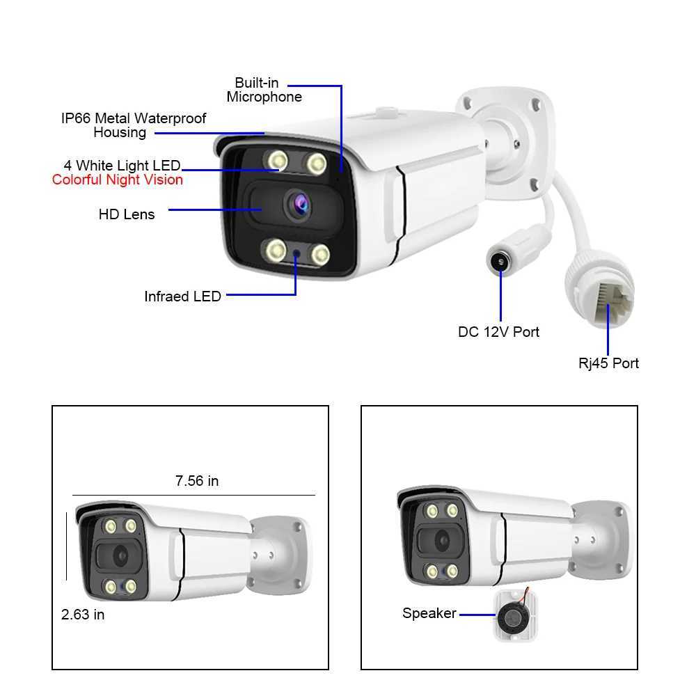 IP Cameras H.265 16CH 5MP Security Camera System POE 5MP Two Way Audio Waterproof Outdoor Colorful Night Camera Video Surveillance Kit P2P 240413