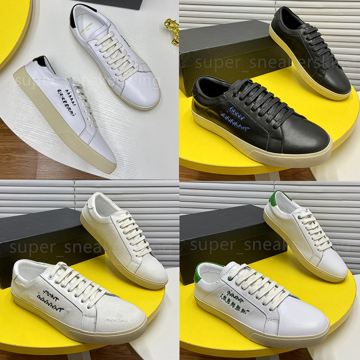 Designer Shoes Men Court Sneakers Genuine Leather Trainers Platform Embroidered Logo Signature Sneaker With Box size 38-46