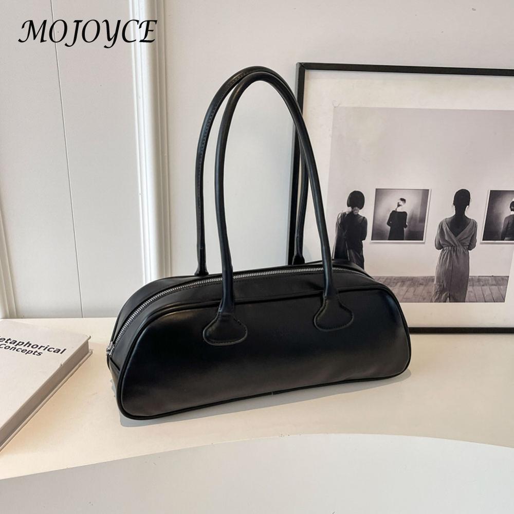 Women Fashion Shoulder Bag Large Capacity PU Leather Vintage Armpit Bags Solid Color Retro Commuting Bag Single Shoulder Bag