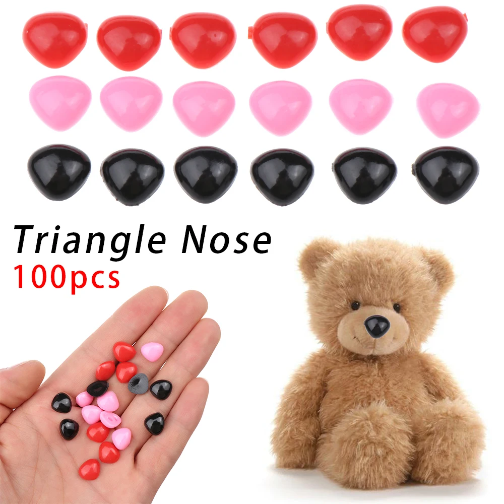 Doll ddmysmile Triangle 100Pcs Plastic Nose Bear Buttons Safety Parts DIY Tool Doll Noses Craft Dolls Accessories Toys Black Red Pink Smile