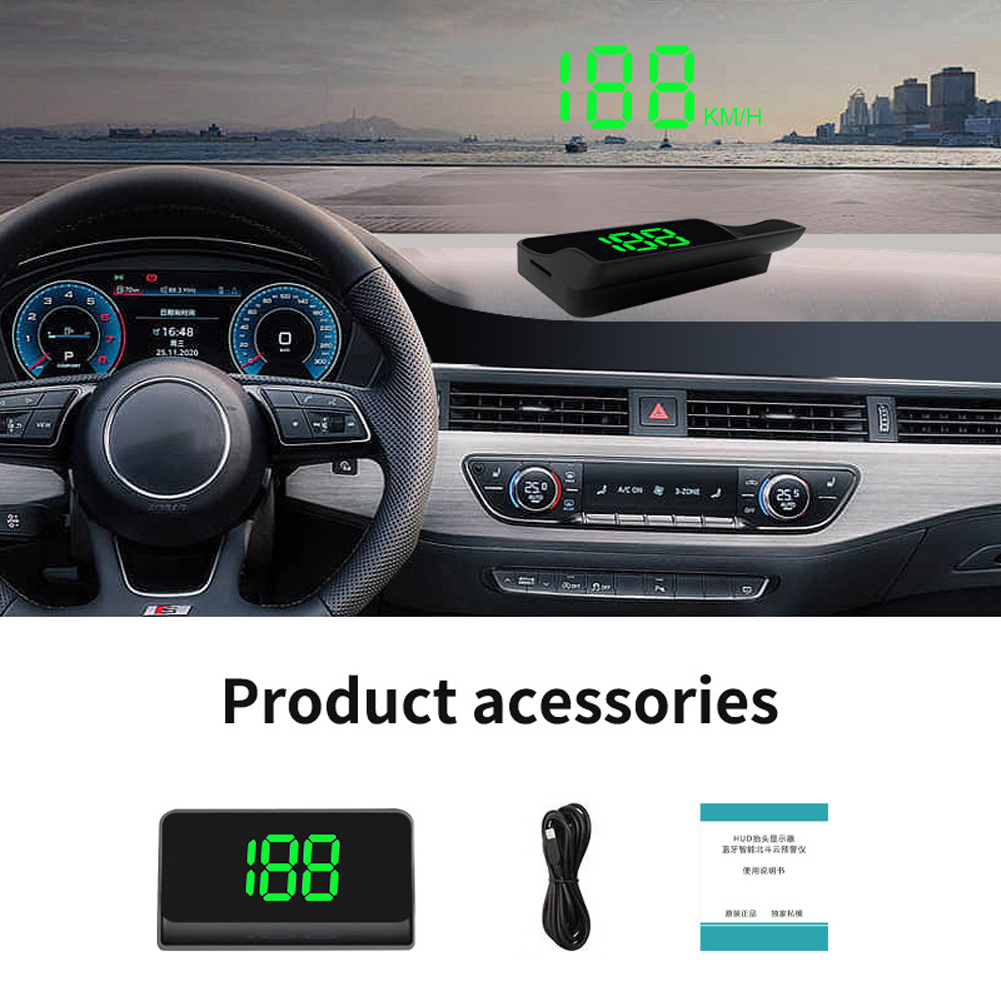 Car Digital GPS Speedo LED Display GPS Speed Detector Big Font Smart Head Up Display Windshield Speed Projector for Vehicle Auto