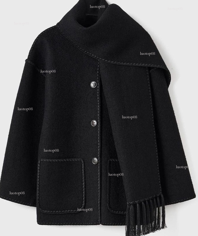 winter jacket women womens coat european and american womens clothing 2024 autumn and winter new fashion woolen coat thickened loose with scarf tassel