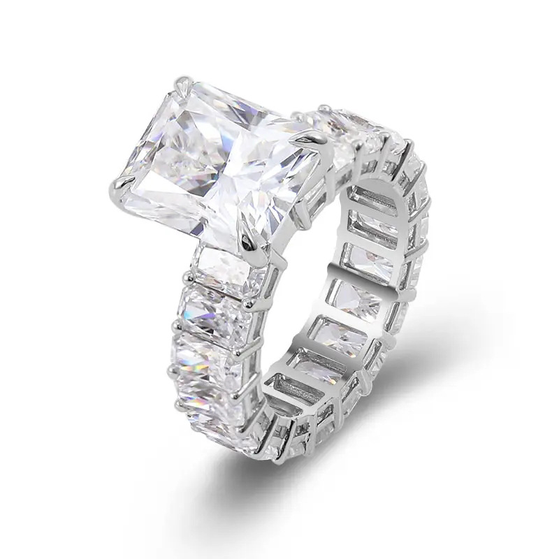 Choucong Wedding Rings Luxury Jewelry 10KT White Gold Fill Radiant Shape Large 5A Cubic Zircon CZ Diamond Gemstones Party Banquet Lady Engagement Band
