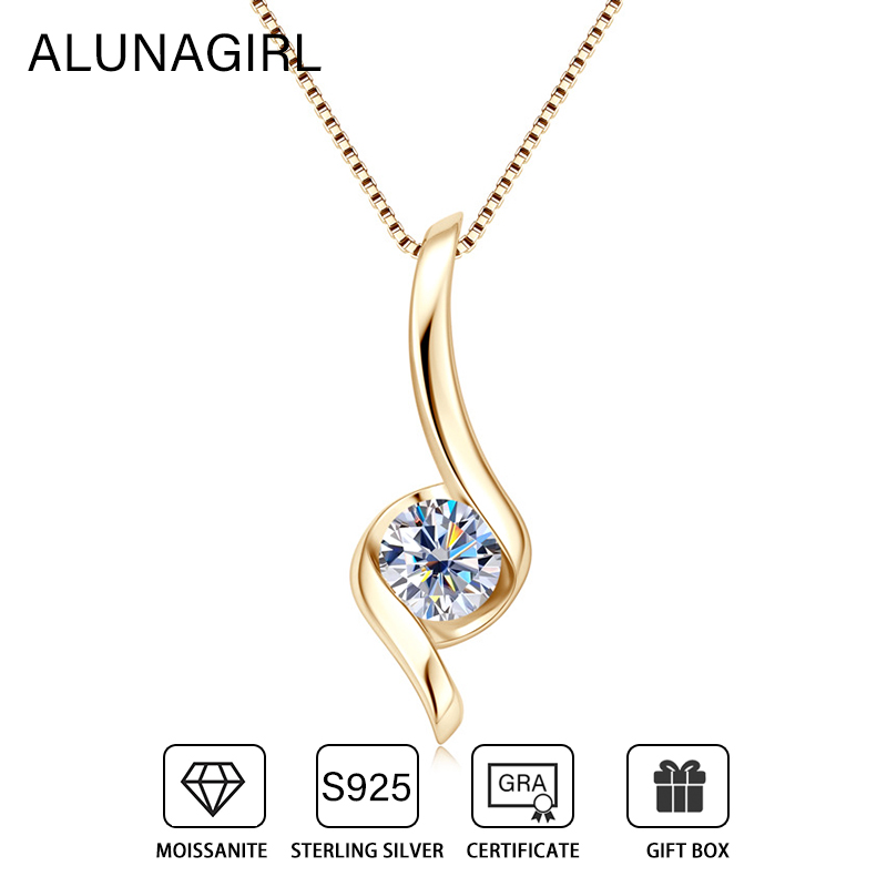 1CT Moissanite Color Real D with GRA Certificate Sterling Sier Simple Dia Pendants Necklaces for Women Jewelry smile
