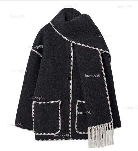 winter jacket women womens coat european and american womens clothing 2024 autumn and winter new fashion woolen coat thickened loose with scarf tassel