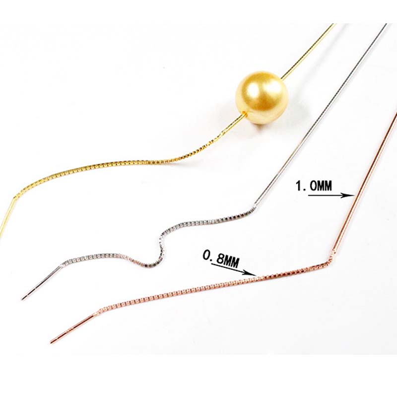 Genuine Real Pure Solid 925 Sterling Silver Necklace Gold Snake Chain With Silicone Bead Women DIY Necklaces Jewelry Making