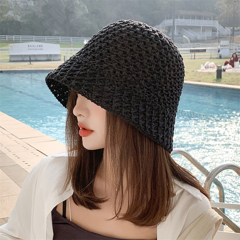 Brim Summer Wide Fisherman Hat Women Foldable Sunshade Visors Fisherman Cap Female Adjustable Outdoor Sports Bucket Panama Cap smile