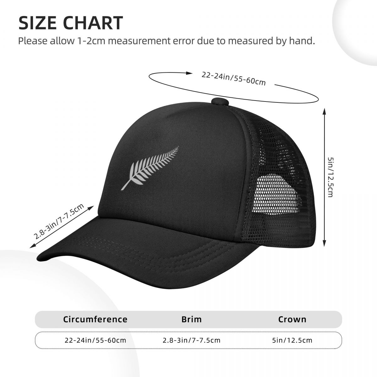 Zealand NZ Kiwi New Black Sier Fern Emblem ddmysmile Sport Fan Ddmysmile Baseball Cap Golf Hat Man Beach Bag Golf Fishing Cap For Men Women's Smi