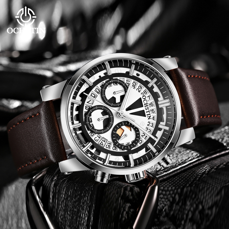 new product Ochstin's 2024 minimalist trendy pilot series multifunctional quartz movement watch for men's quartz watches smile