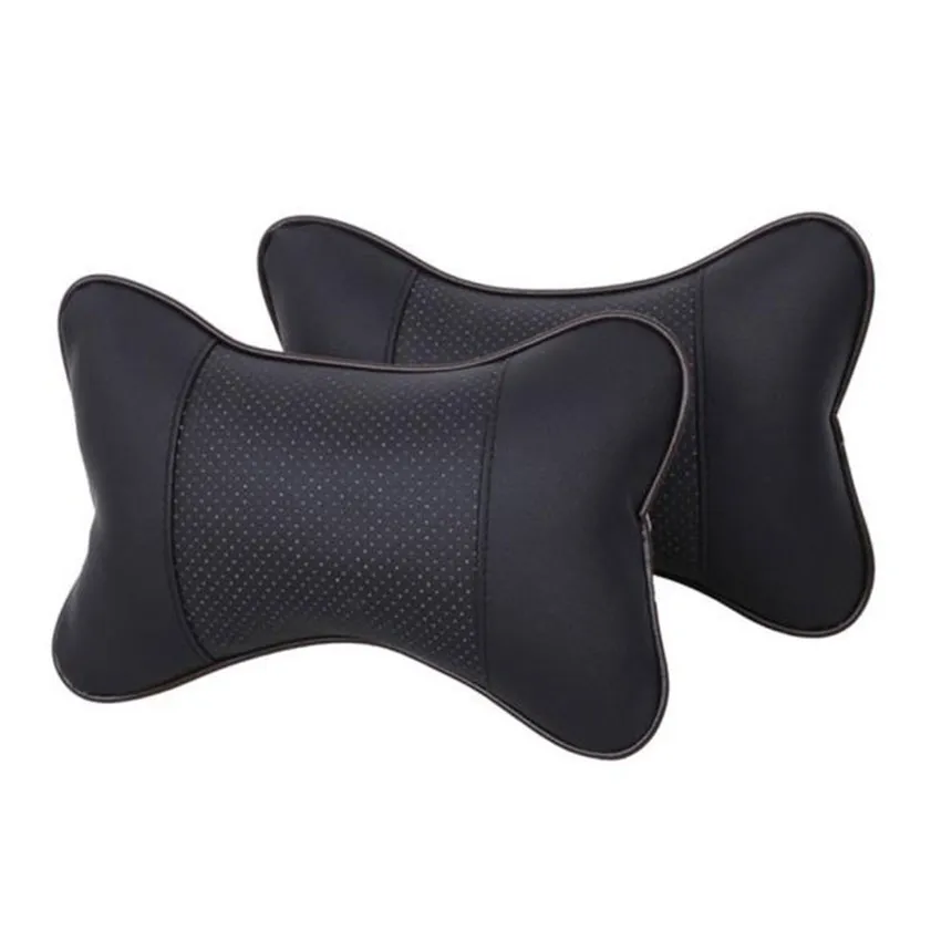 Car Neck Pillows Both Side Pu Leather 1pcs Pack Headrest For Head Pain Relief Filled Fiber Universal new 2025 Car Pillow