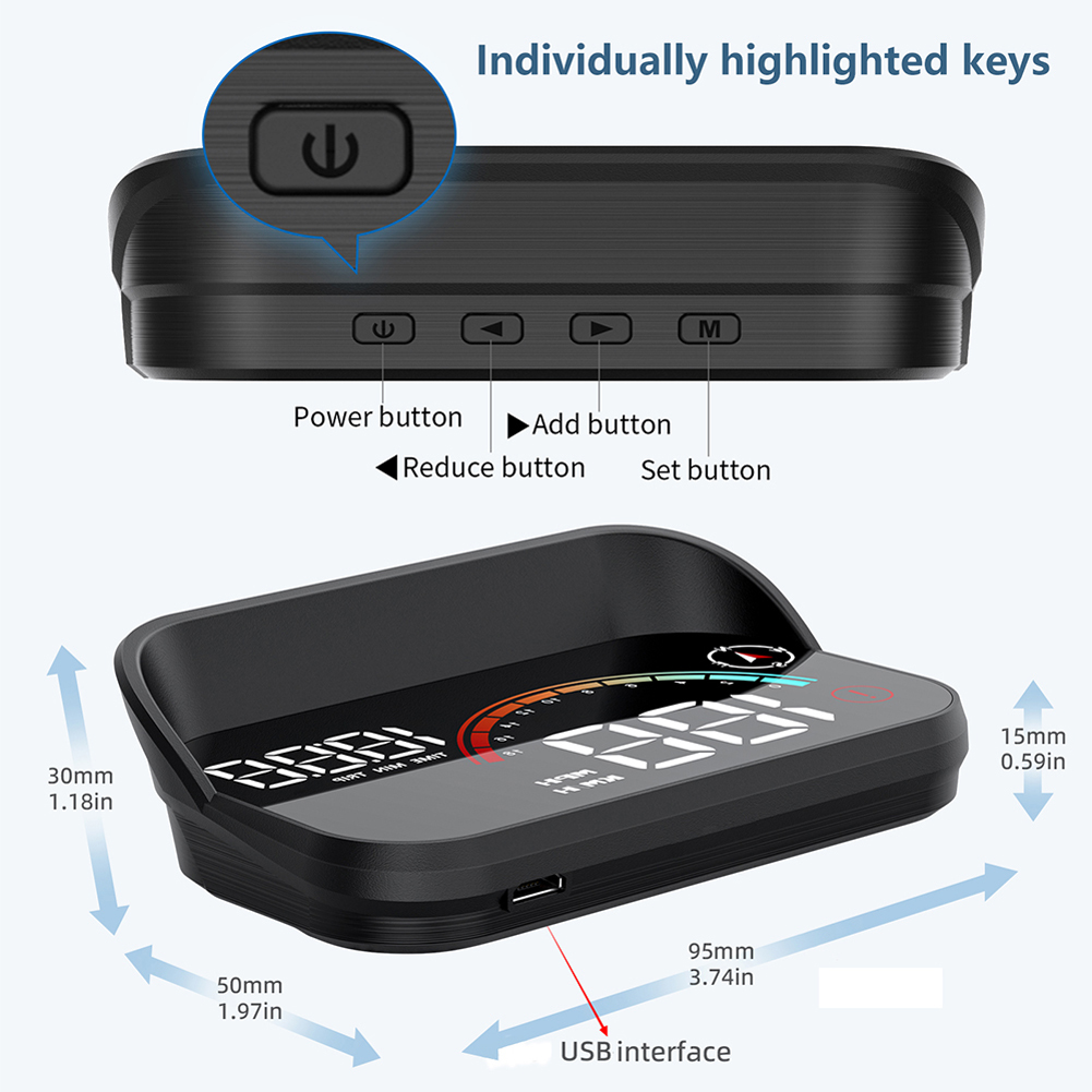 Car Head Up Display HUD Universal Digital GPS Speedometer Projector Screen Dashboard Odometer with Overspeed Alarm For All Cars