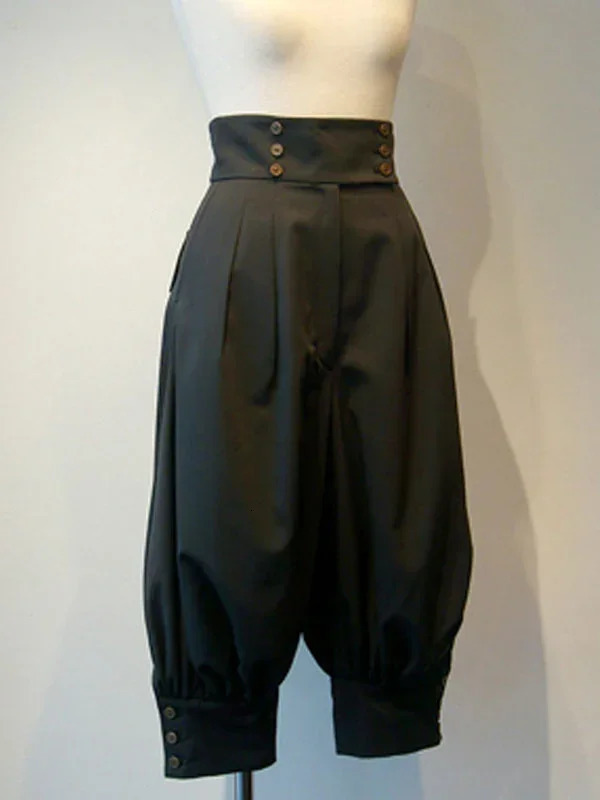 Gothic Lolita Pant Grommets Black Cropped Trousers Ouji Boystyle Pants 240401